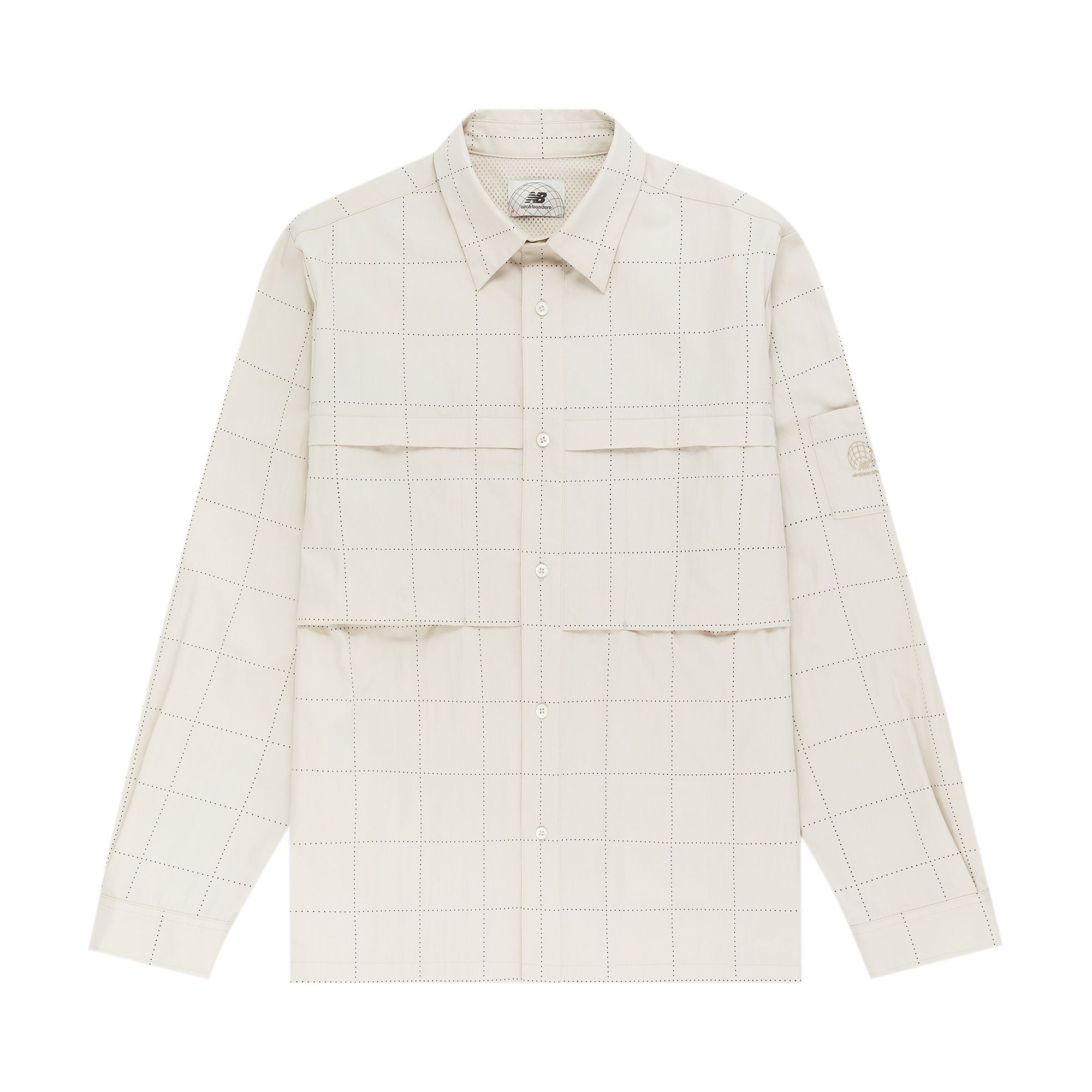Pre-owned Aimé Leon Dore X New Balance Windowpane Grid Shirt 'silver Birch' | Men's Size L