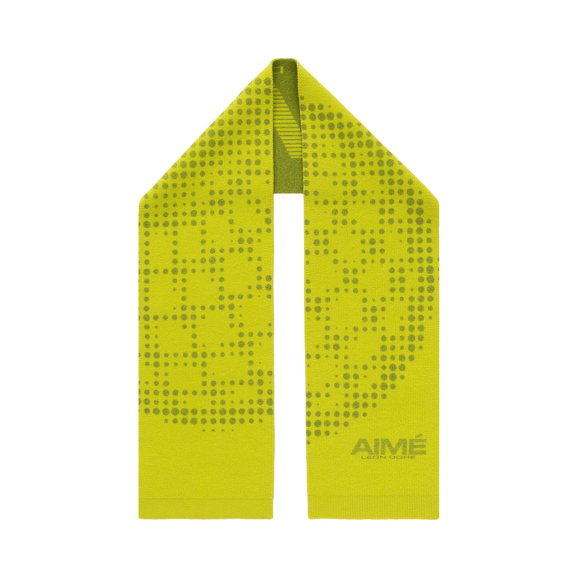 Pre-owned Aimé Leon Dore X New Balance Geo Print Wool Scarf 'lime' | Green | Men's Size Onesize