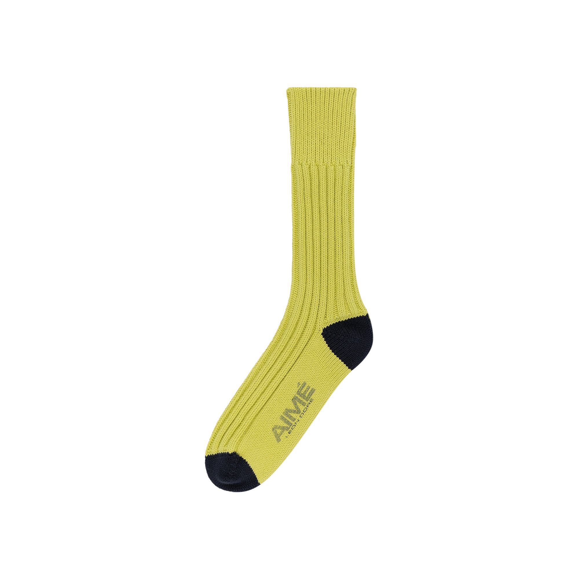 Pre-owned Aimé Leon Dore X New Balance Heavyweight Crew Sock 'lime' | Green | Men's Size Onesize