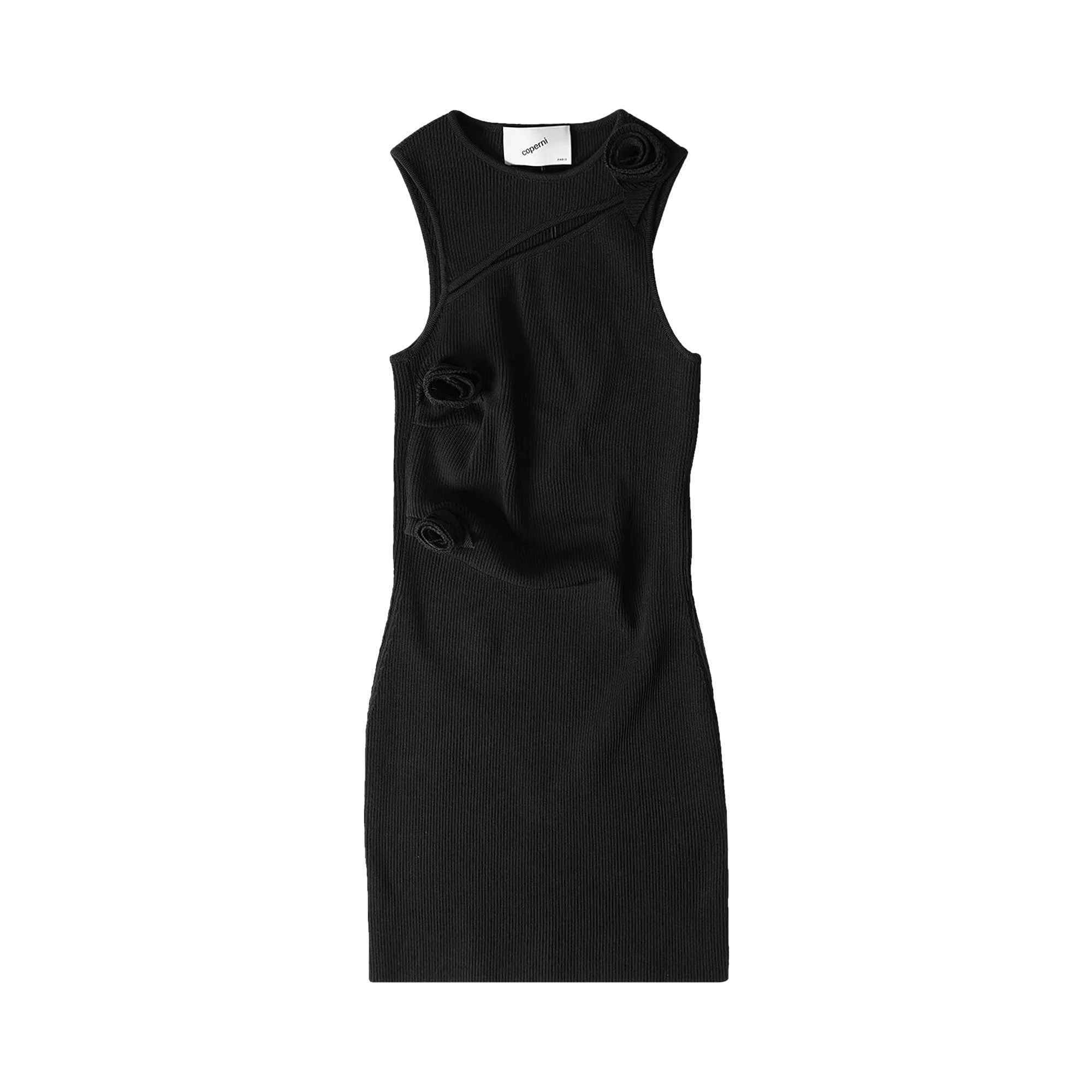 Coperni Asymmetric Flower Knit Mini Dress 'Black' | Women's Size M