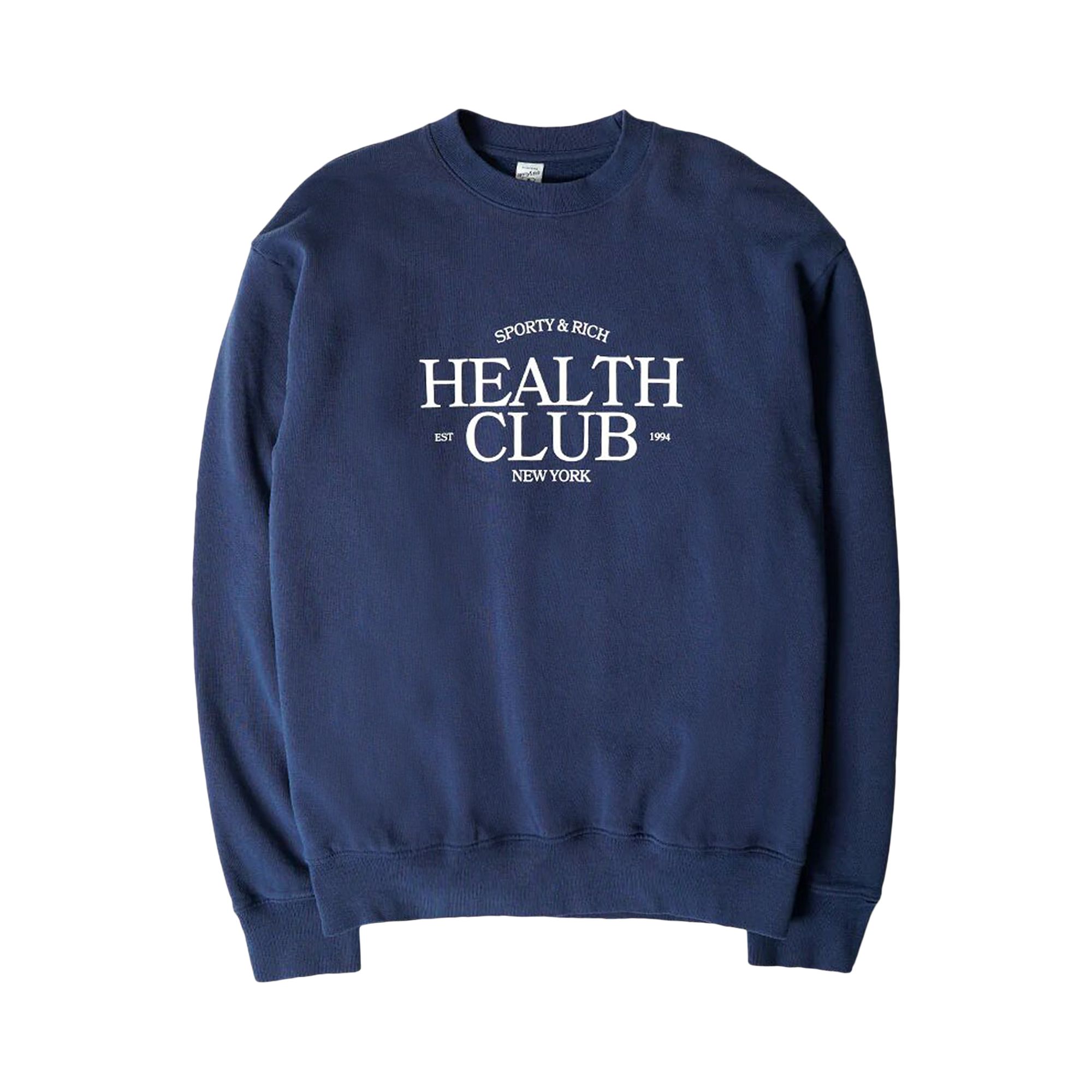 Sporty & Rich Public Health Club Sweatshirt 'Navy' | Blue | Women's Size L