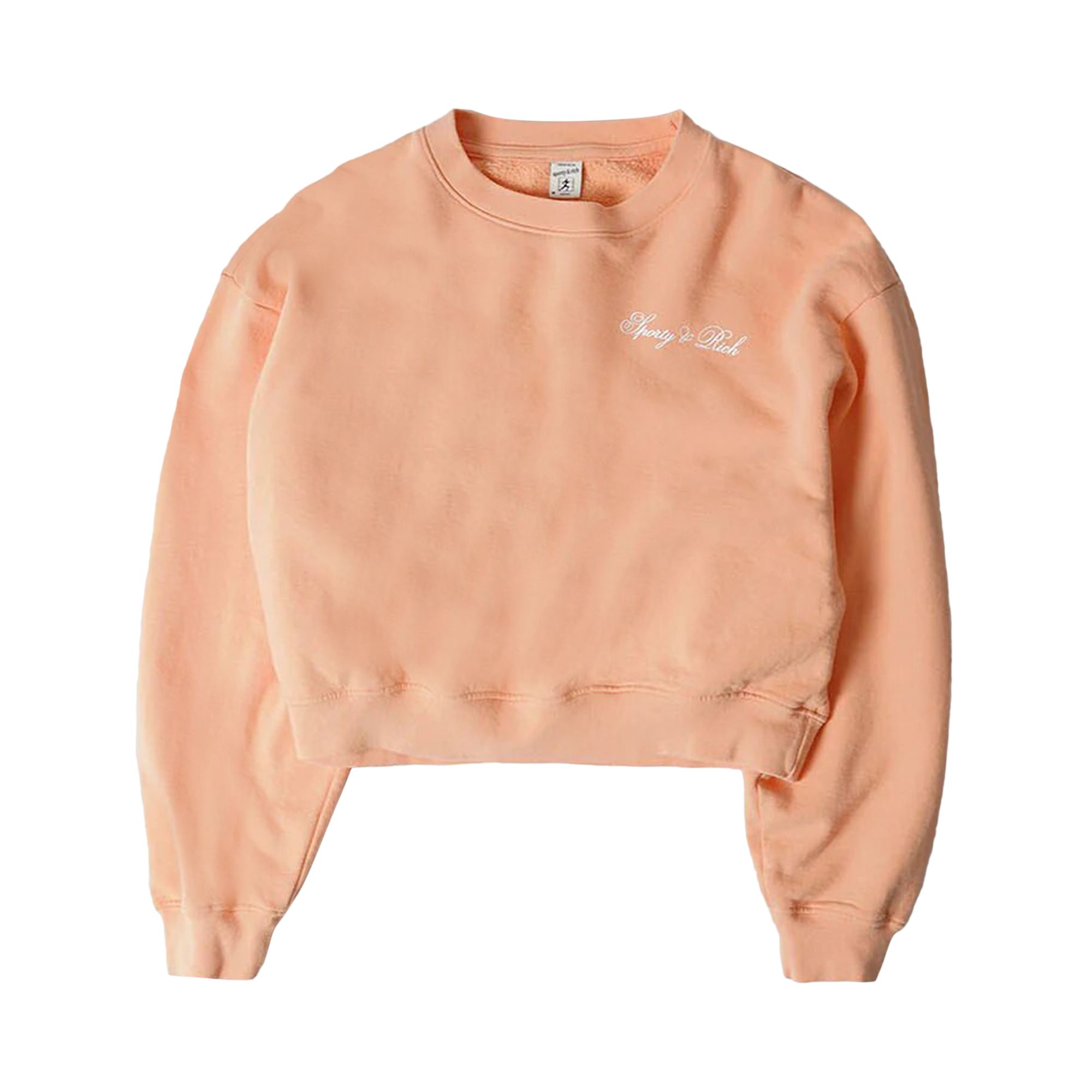 Pre-owned Sporty And Rich Sporty & Rich Chest Logo Print Cropped Sweatshirt 'peach/white' | Orange | Women's Size M