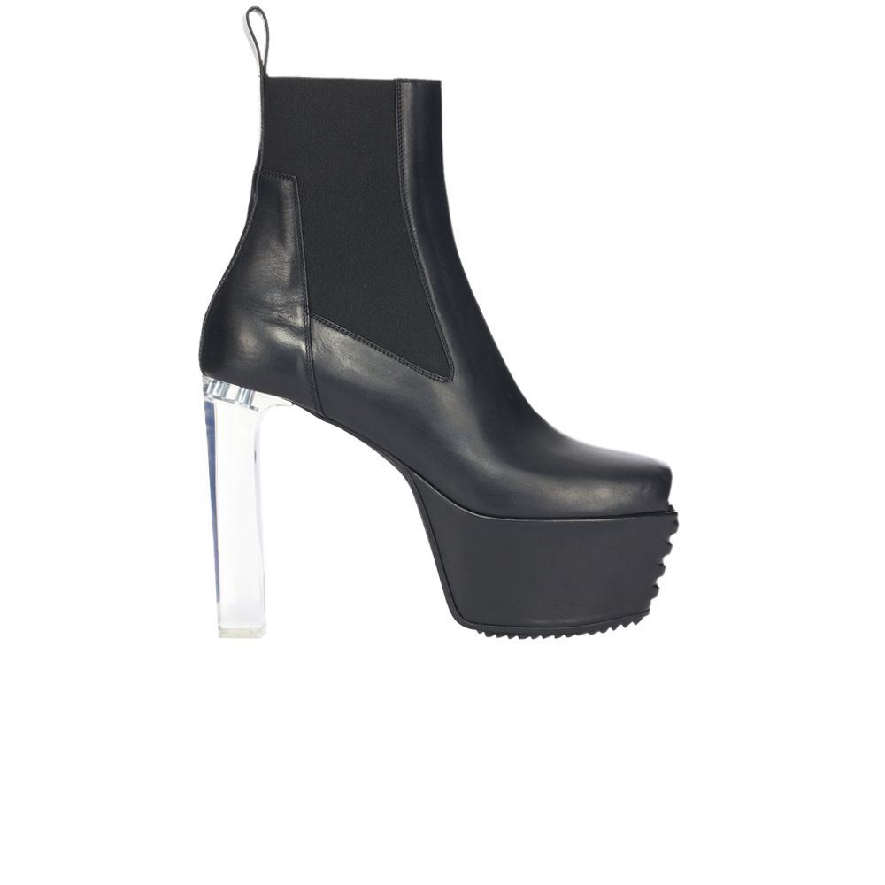 Pre-owned Rick Owens Wmns Luxor Open Toe Minimal Grill Beatle 65 Boot 'black Clear' | Women's Size