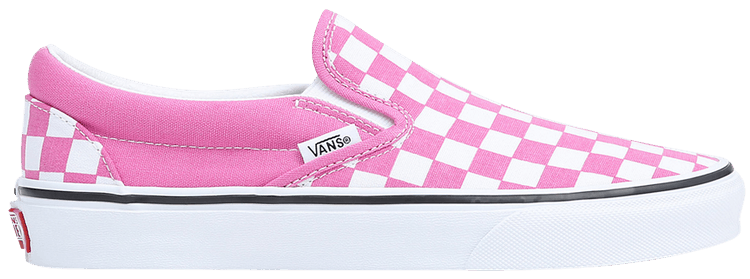 Checkered slip on vans pink online