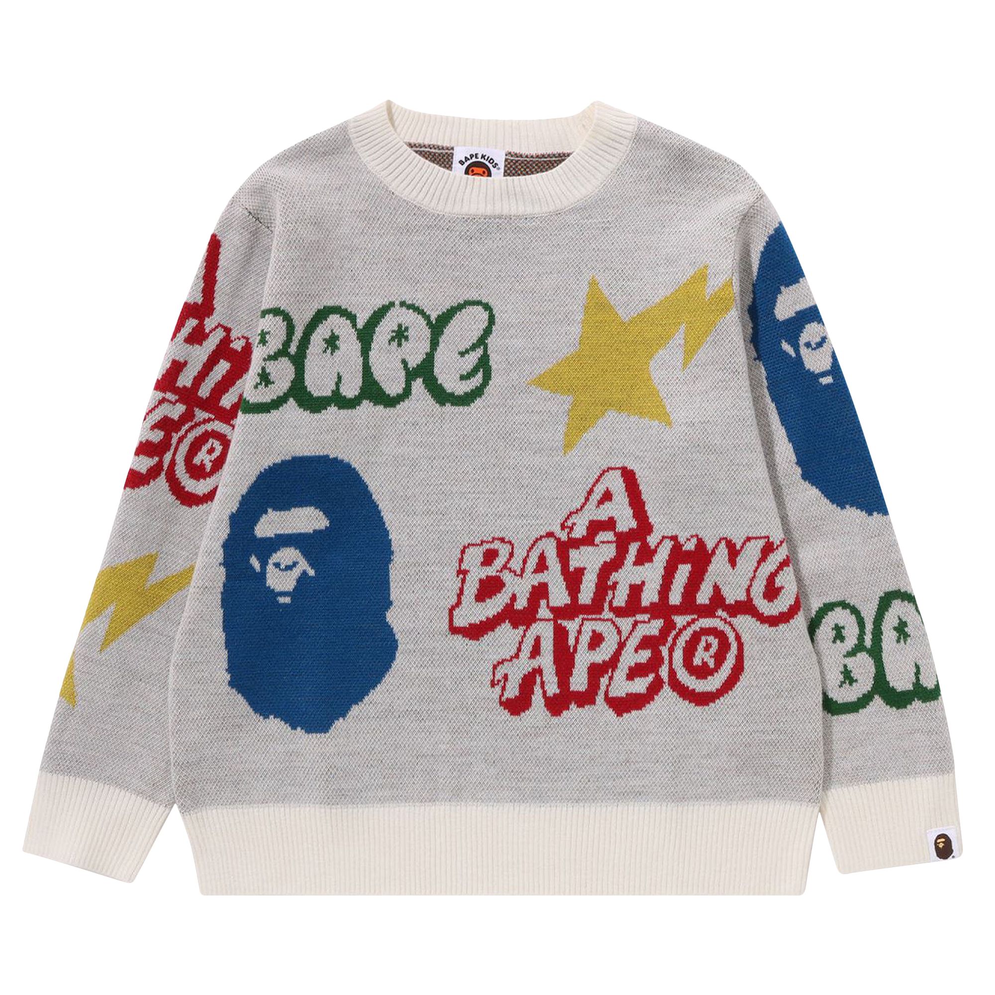 Pre-owned Bape Kids Graffiti Pattern Knit 'white' | Kid's Size Onesize