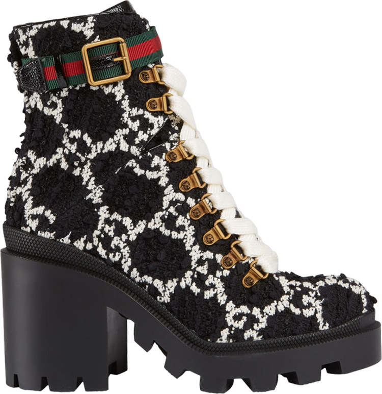 Gucci Wmns GG Ankle Boot 'Black White Tweed'