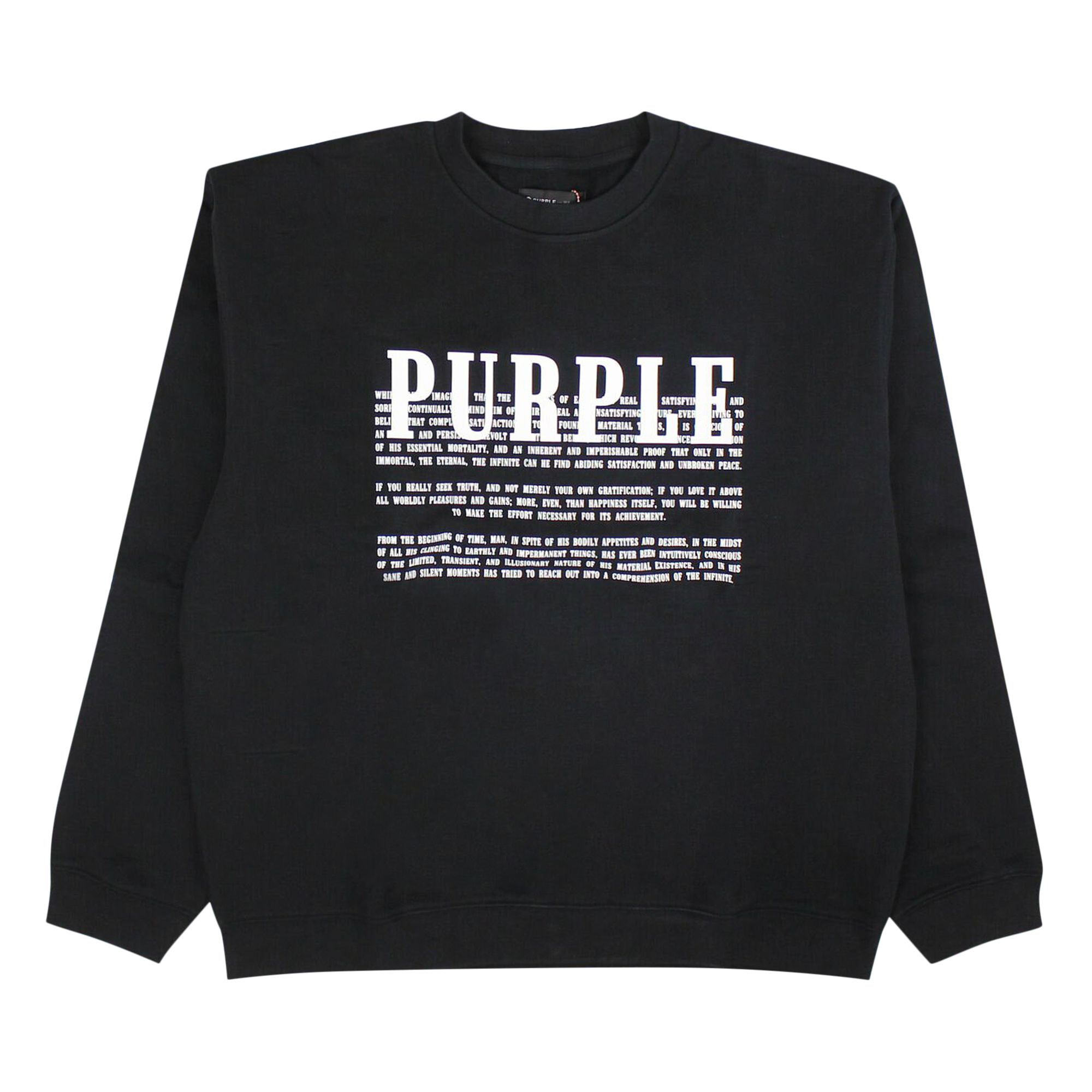 Pre-owned Purple Brand French Terry Crew 'black'