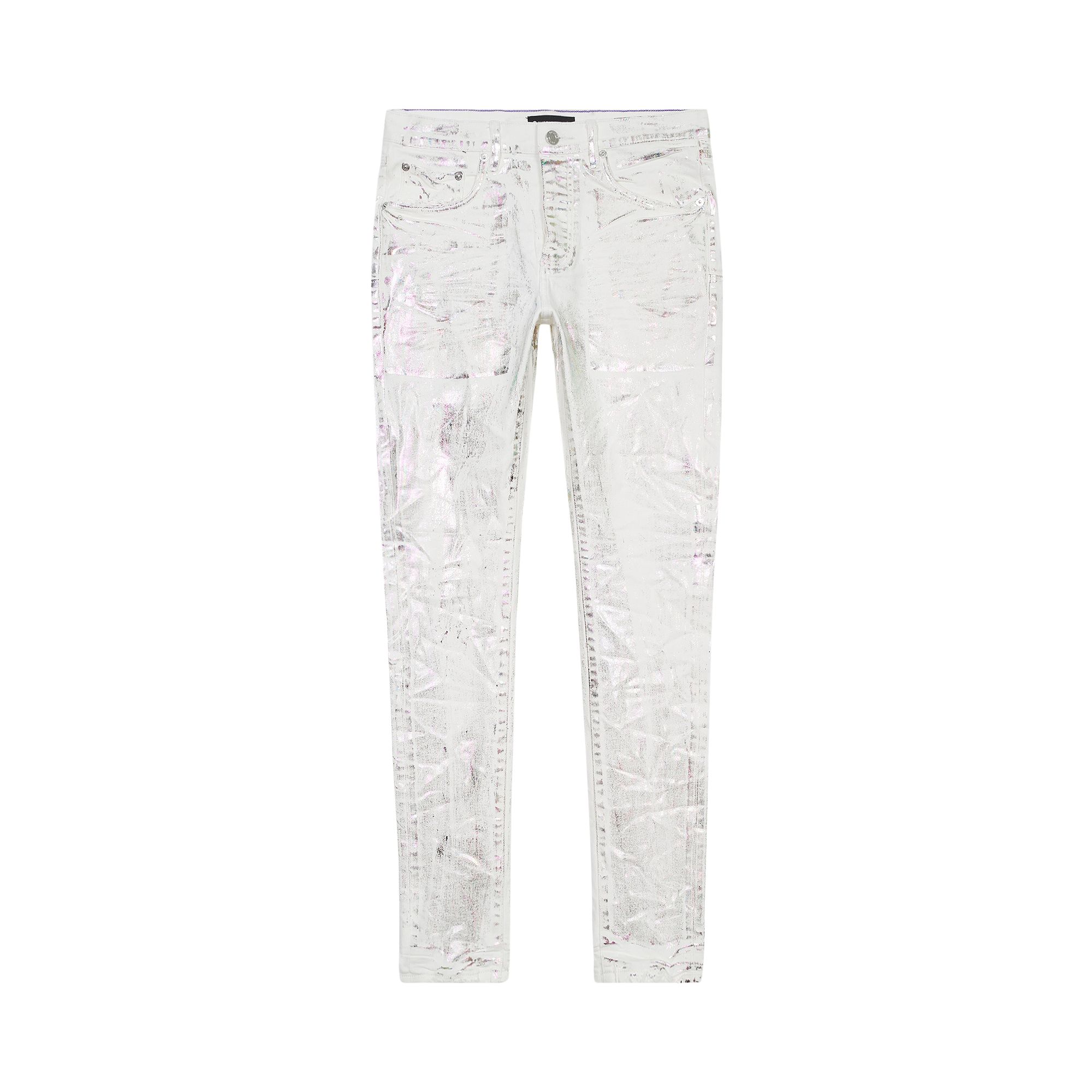 Pre-owned Purple Brand Foiled Finish Skinny Jeans 'white'