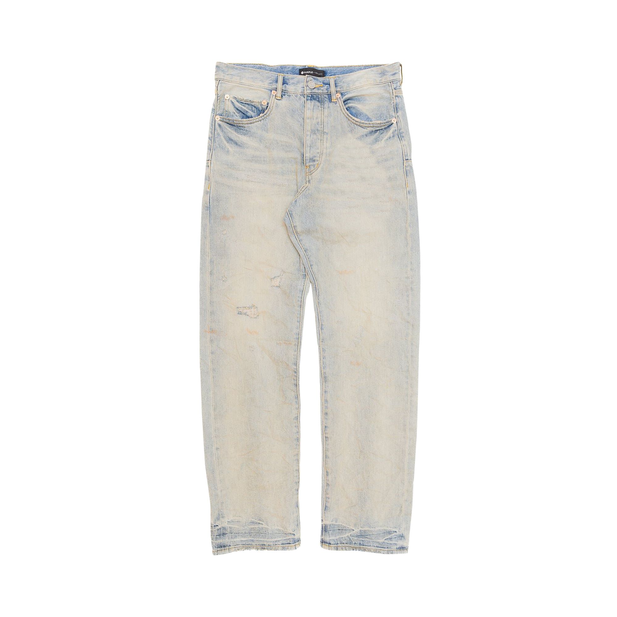 Pre-owned Purple Brand Oil Repair Slim Straight 'super Light Indigo' In Blue