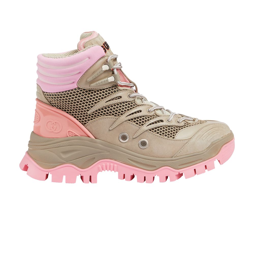 Pre-owned Gucci Wmns Lace Up Ankle Boot 'beige Pink' In Tan