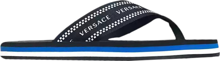 Versace Greca Thong Flip Flops 'Black Blue'