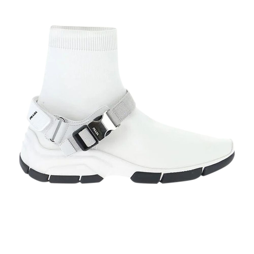 Pre-owned Prada Wmns Logo Sock Knit High 'white' | Women's Size 2