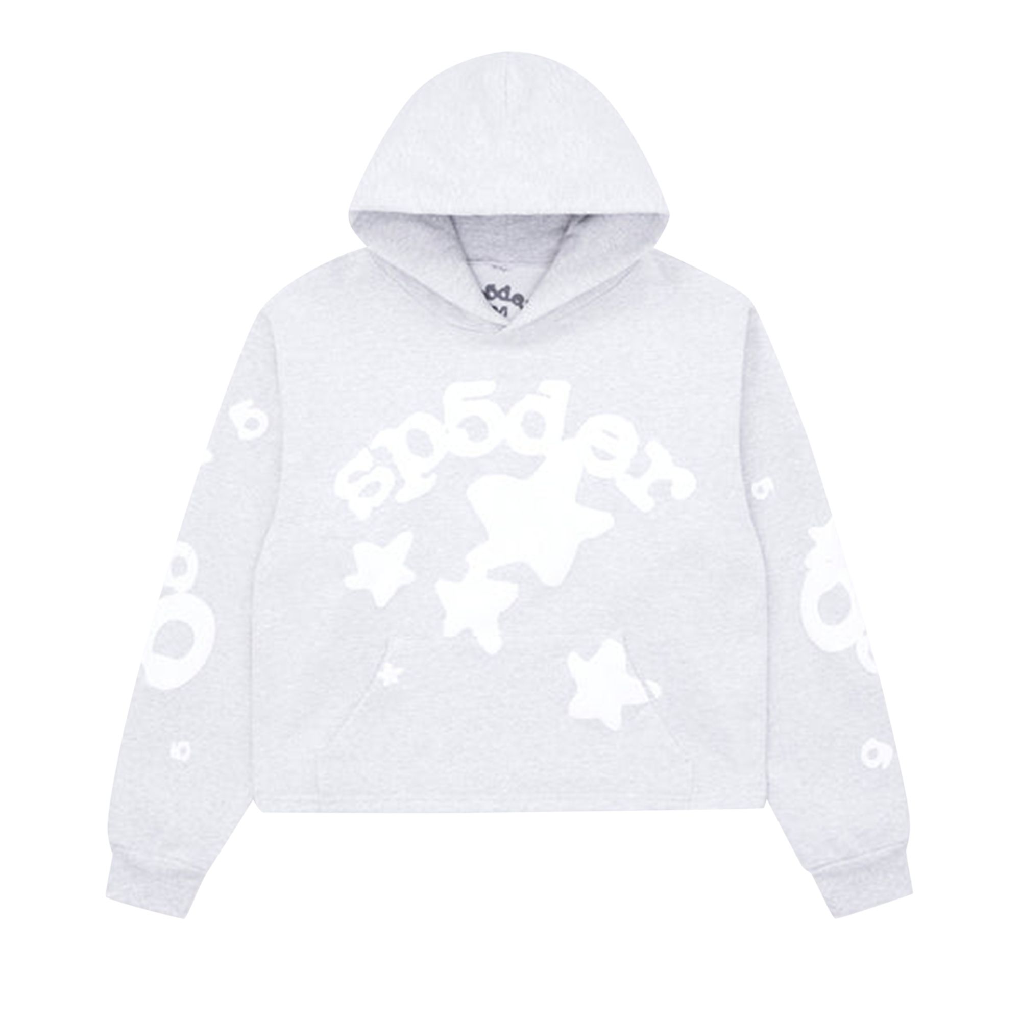 Pre-owned Sp5der Cropped Beluga Hoodie 'heather Grey'