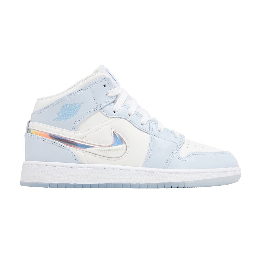 Air Jordan 1 Mid SE GS 'Glitter Swoosh' | Blue | Kid's Size 3.5