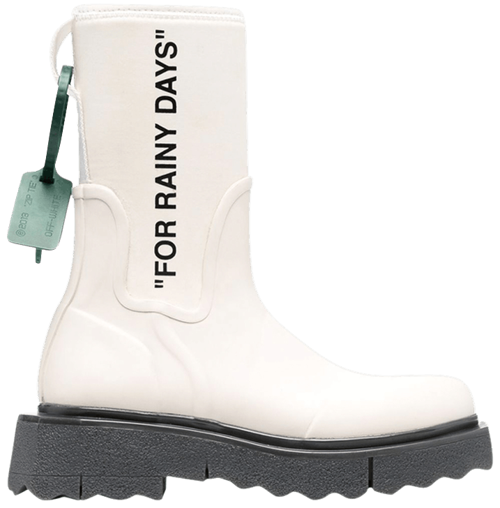 Off-White Wmns Sponge Rubber Rain Boot 'For Rainy Days - White'