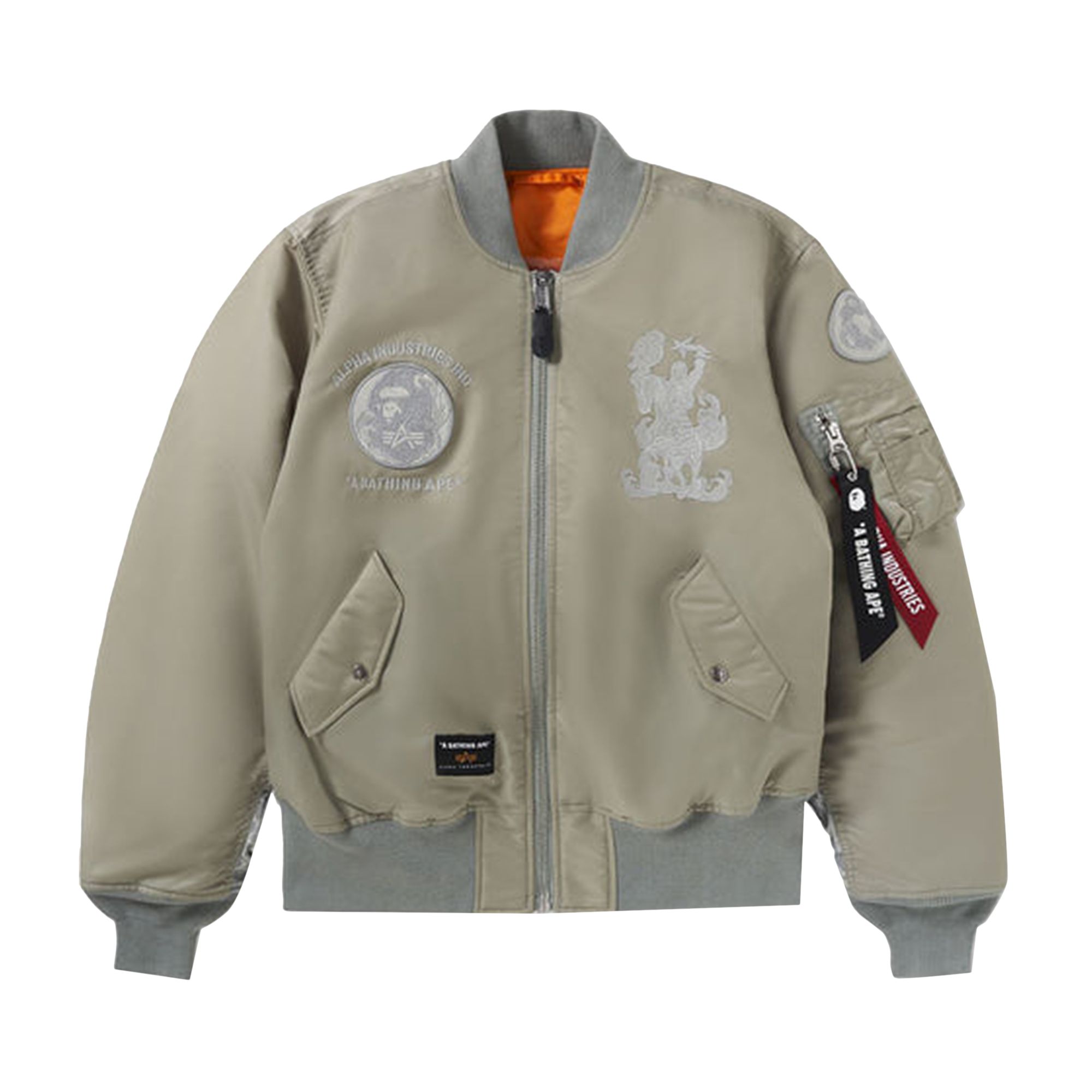 Pre-owned Bape X Alpha Industries Ma-1 Jacket 'olive Drab' In Green