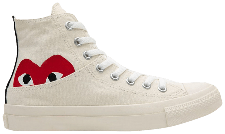 Comme des Garcons PLAY x Converse Chuck Taylor All Star High Half Logo   Milk