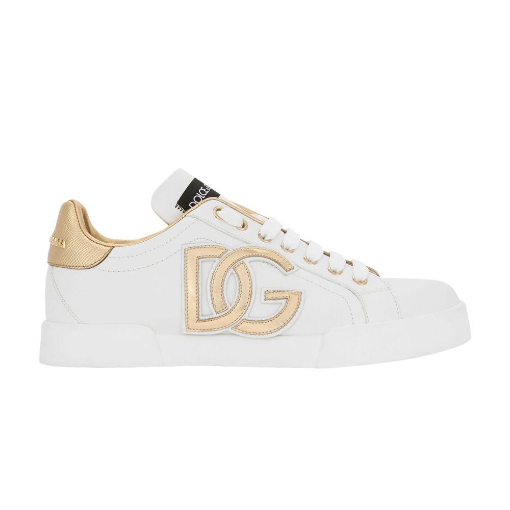 Pre-owned Dolce & Gabbana Wmns Portofino 'white Gold Logo' | Women's Size 38.5