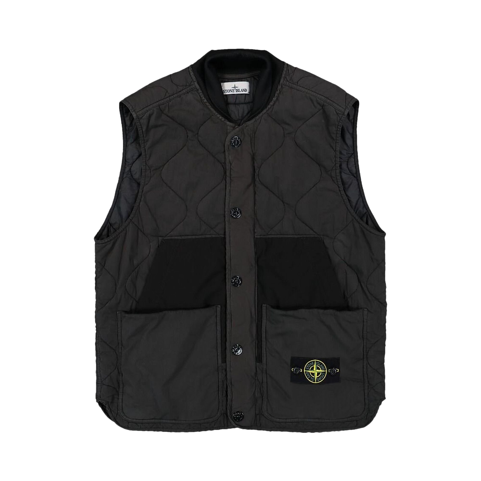 Pre-owned Stone Island Compass Patch Quilted Gilet 'lead Grey' | Men's Size Xxl In Gray