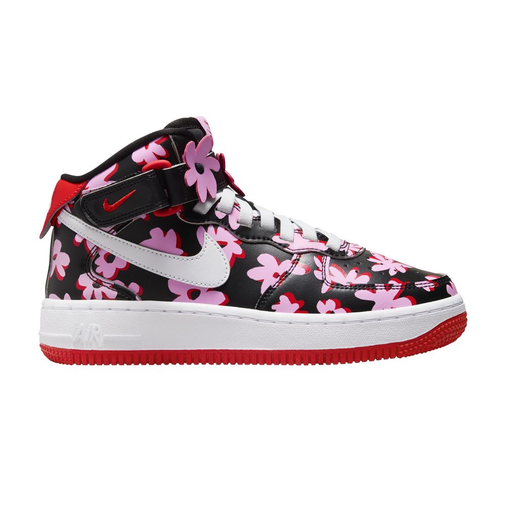 Pre-owned Nike Air Force 1 Mid Easyon Se Gs 'flower Power' | Black | Kid's Size 6