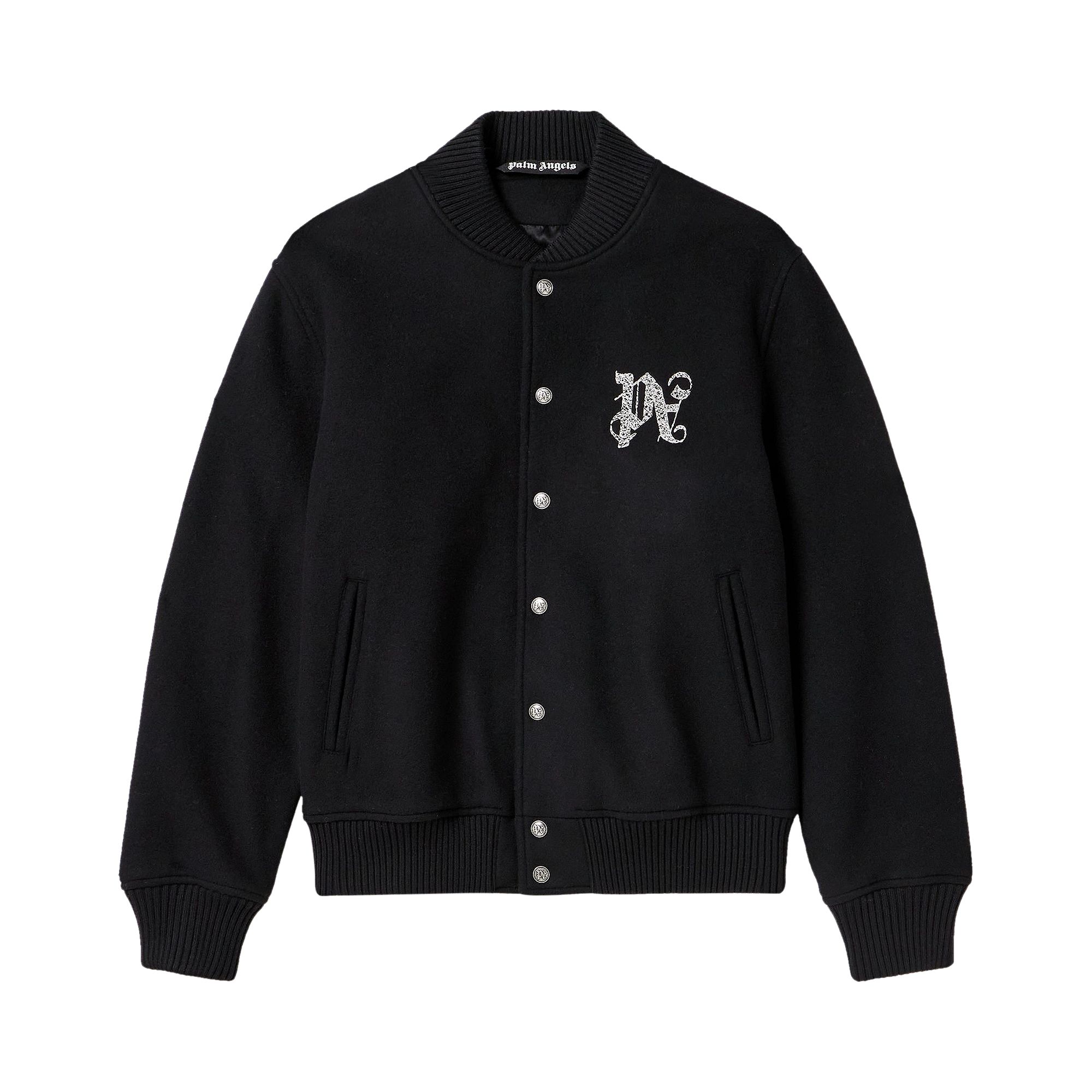 Pre-owned Palm Angels Monogram Varsity Jacket 'black/off White' | Men's Size 48