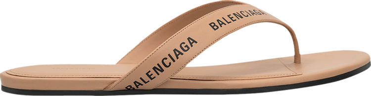 Balenciaga Wmns Flip Flop Slides 'Allover Logo - Beige'