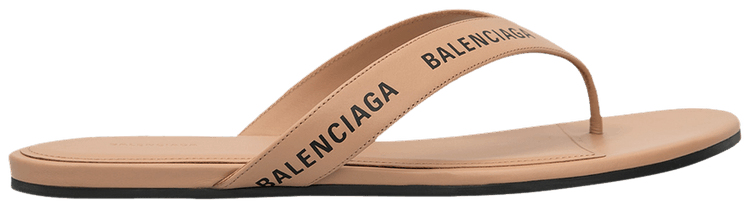 Balenciaga Wmns Flip Flop Slides Allover Logo   Beige