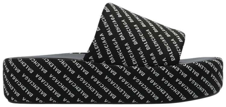 Balenciaga Wmns Rise Platform Slide Allover Print   Black White