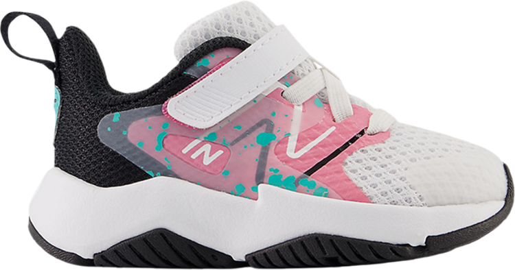 Rave Run v2 Bungee Lace Top Strap Toddler 'White Real Pink Paint Splatter'