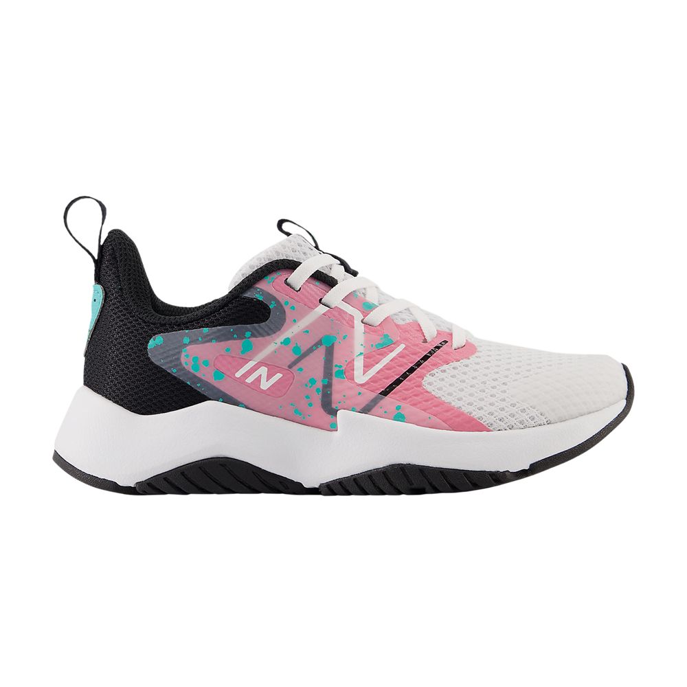 Rave Run v2 Little Kid 'White Real Pink Paint Splatter' - PKRAVFP2