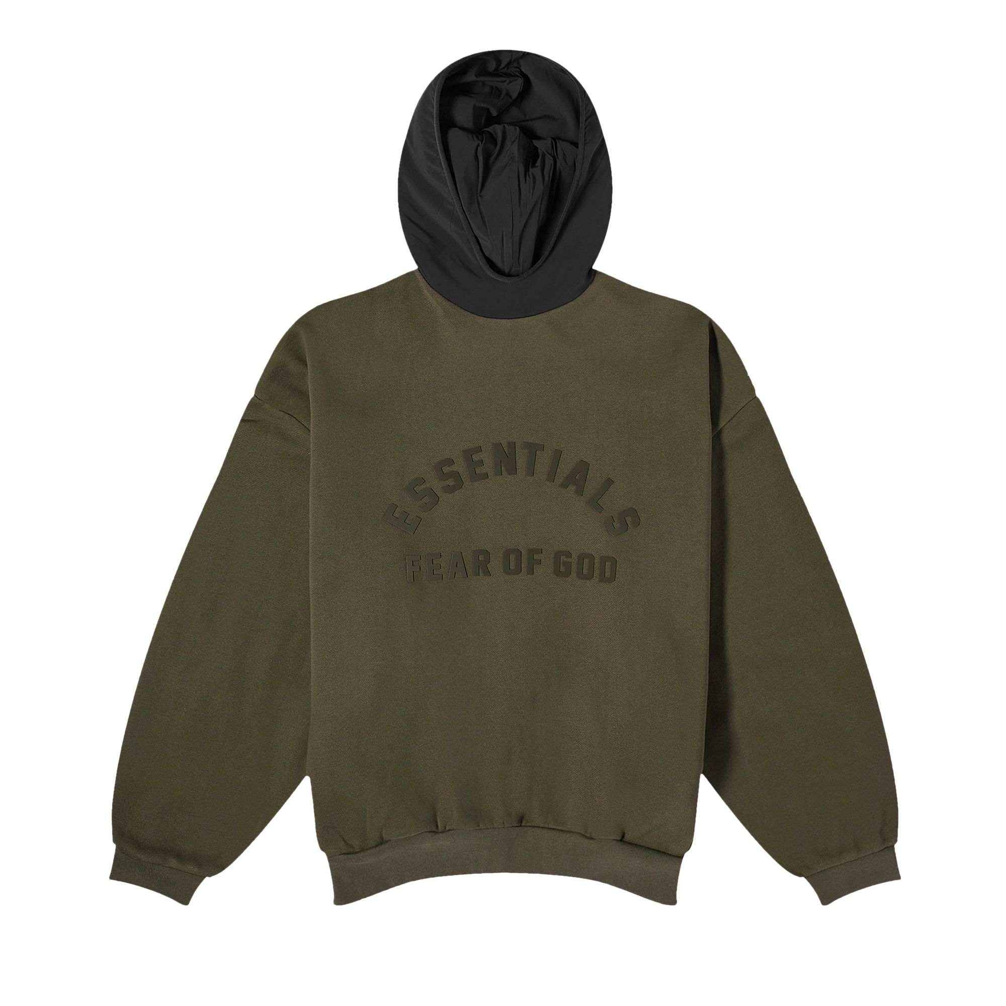 Fear of God Essentials Nylon Fleece Hoodie 'Ink/Jet Black' | Men's Size M