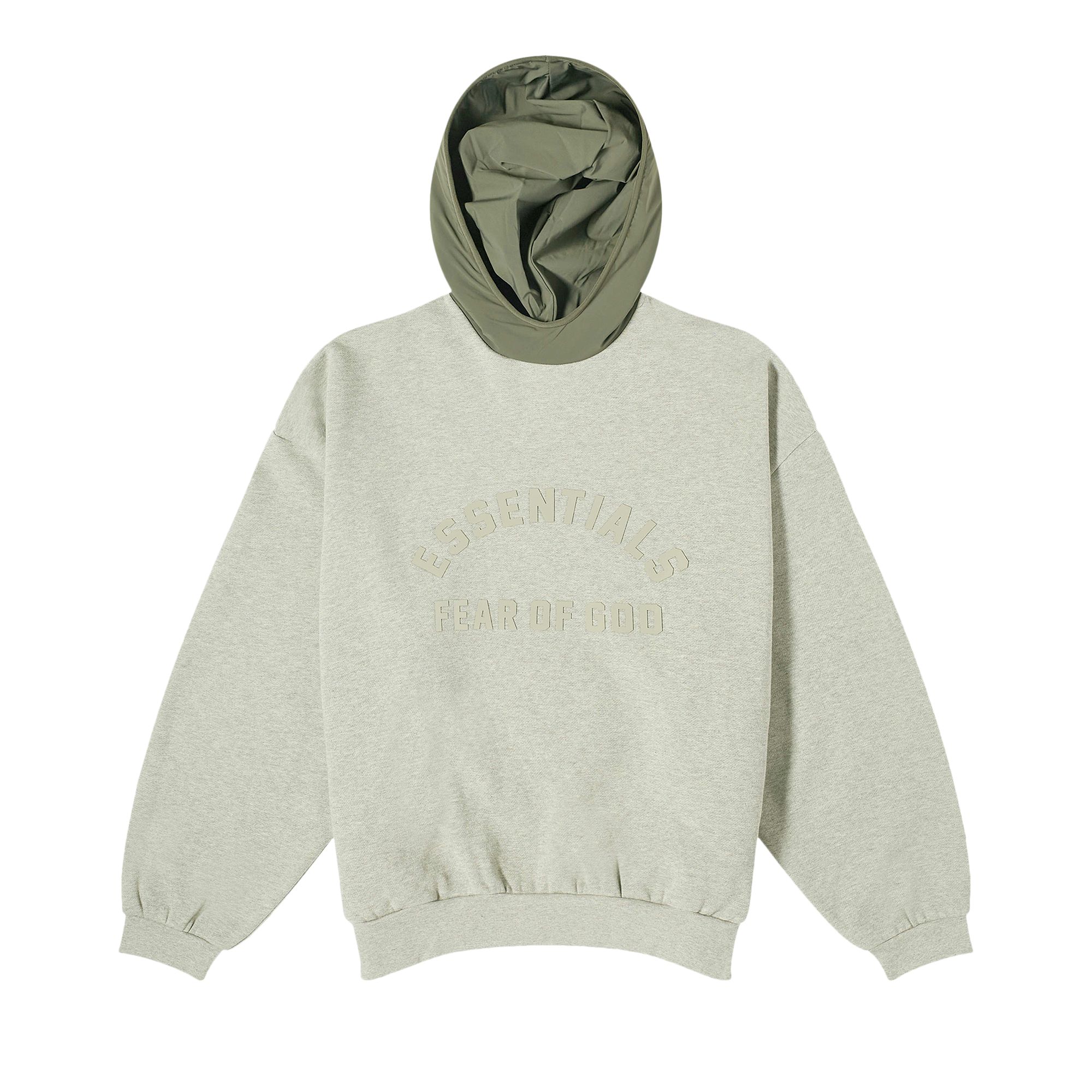 Fear of God Essentials Nylon Fleece Hoodie 'Dark Heather Oatmeal/Ink' | Grey | Men's Size 2XS