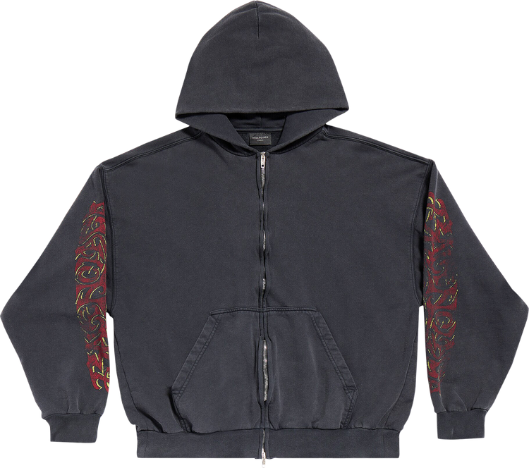Buy Balenciaga Offshore Zip Up Hoodie 'Faded Black/Red' - 770939 TPVM9 ...