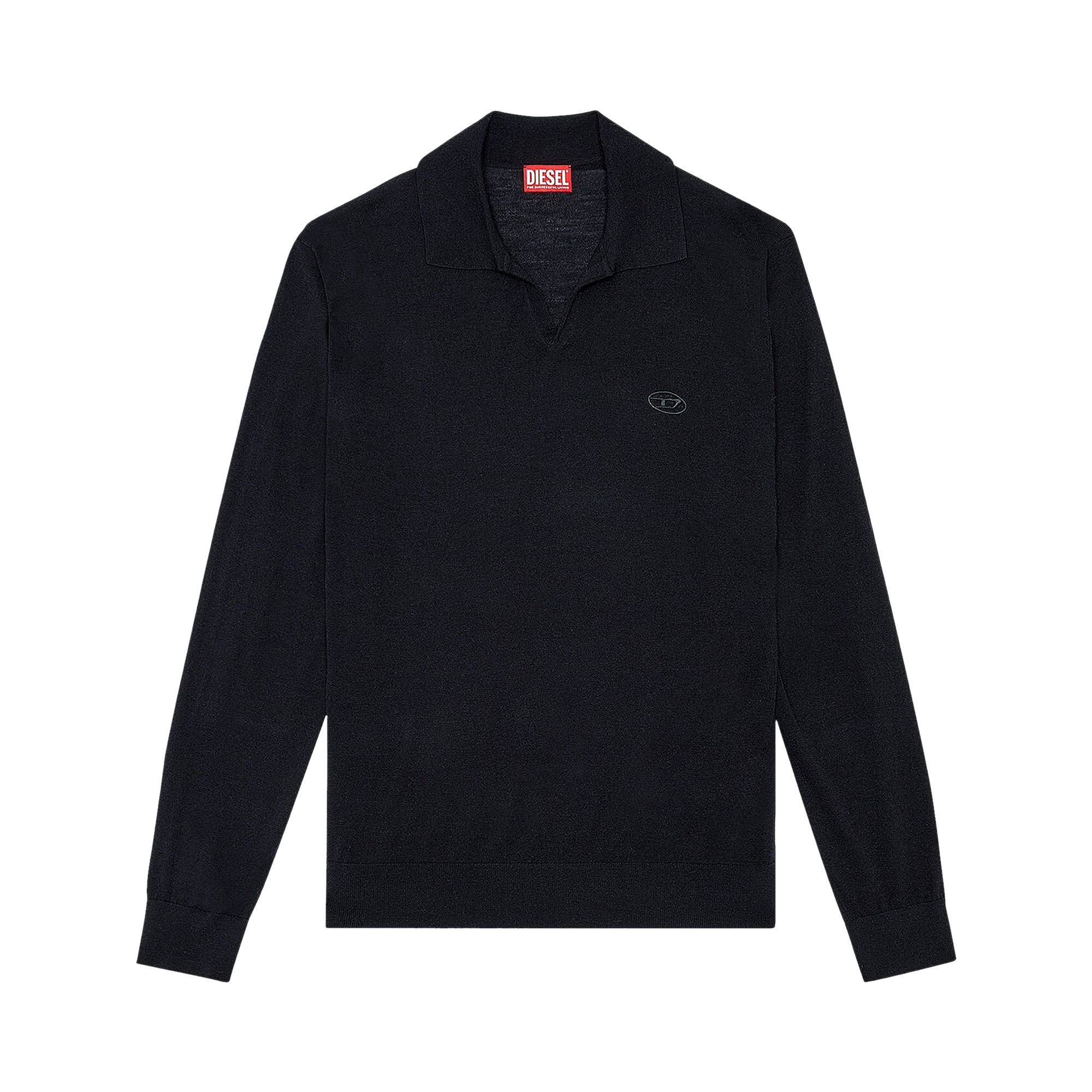 Pre-owned Diesel Glare Wool Polo Shirt 'deep Black' | Men's Size L