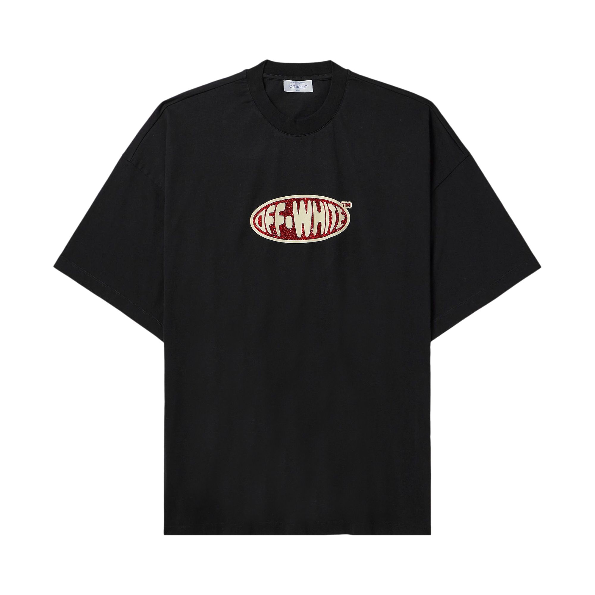 Pre-owned Off-white Crystal Round Logo Over Short-sleeve Tee 'black/white'