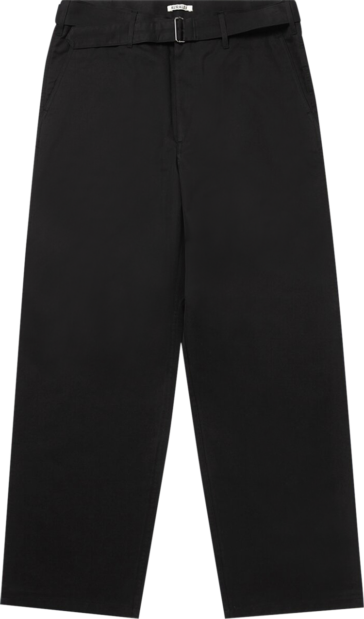 Buy Auralee Washed Finx Silk Chambray Belted Pants 'Black Chambray