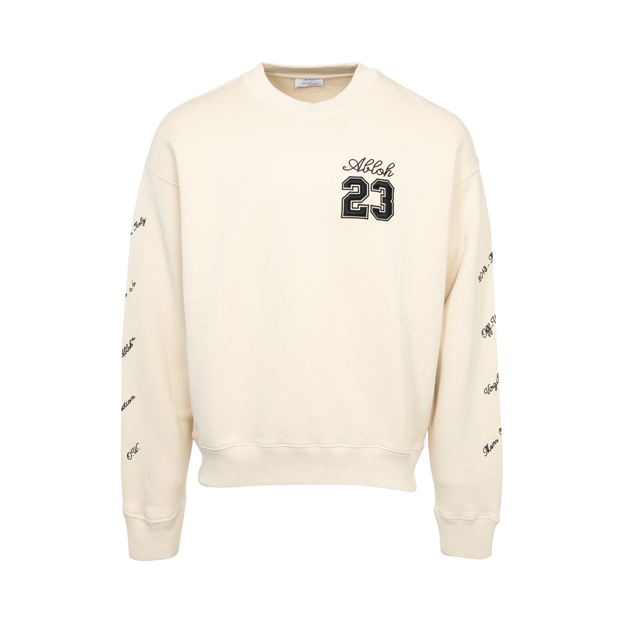Pre-owned Off-white 23 Logo Skate Crewneck 'angora/black' | Men's Size Xl