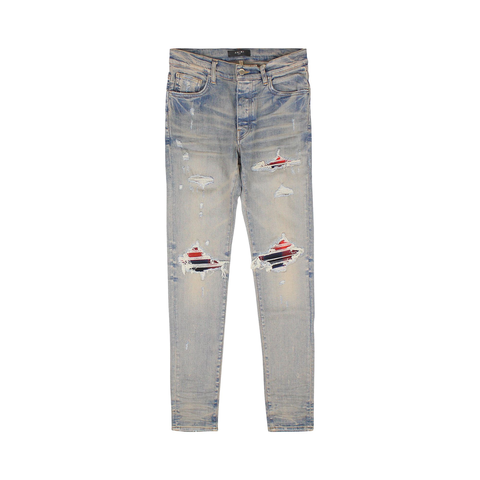 Pre-owned Amiri Plaid Mx1 Jean 'clay Indigo/red' | Blue | Men's Size 29