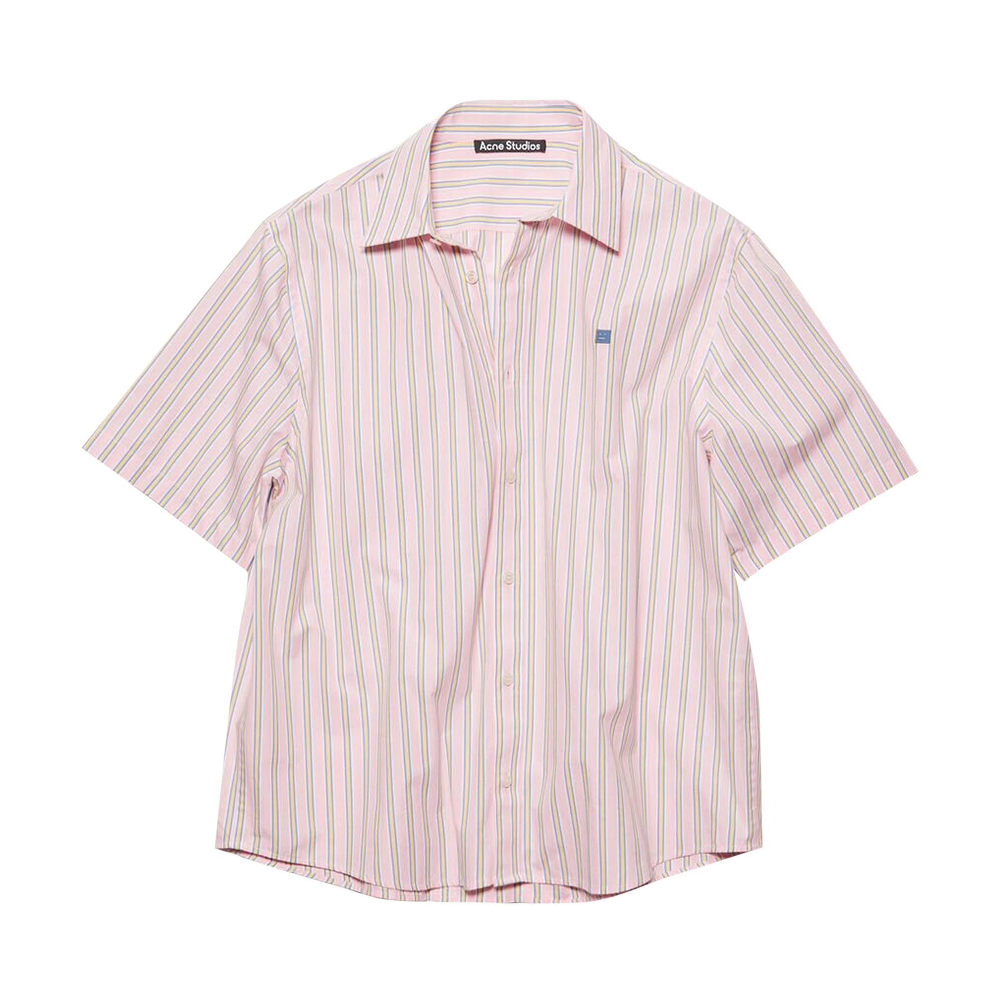 Pre-owned Acne Studios Stripe Button Up Shirt 'pink/yellow' | Men's Size M