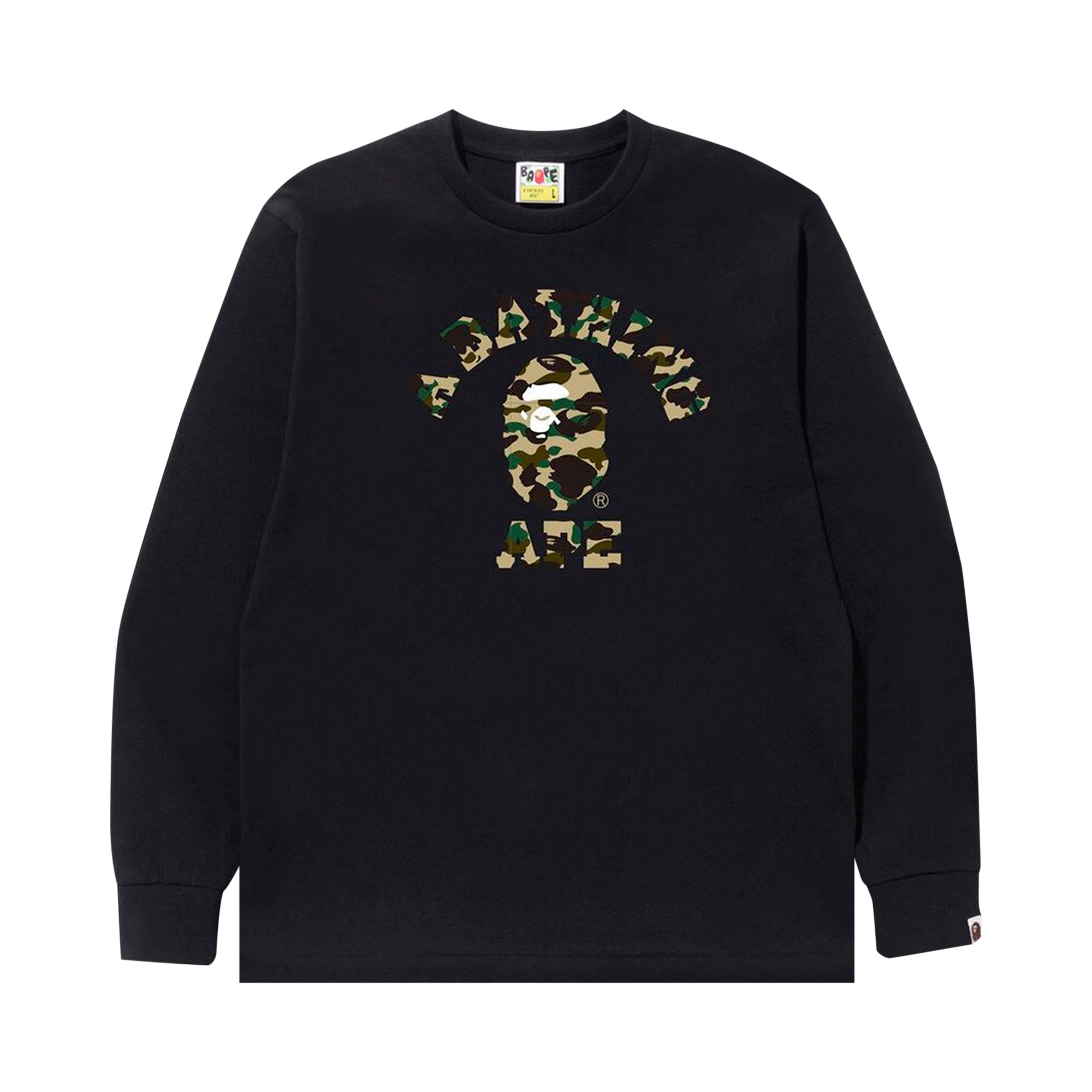 BAPE 1st Camo College Long-Sleeve Tee 'Black/Yellow' | Men's Size M