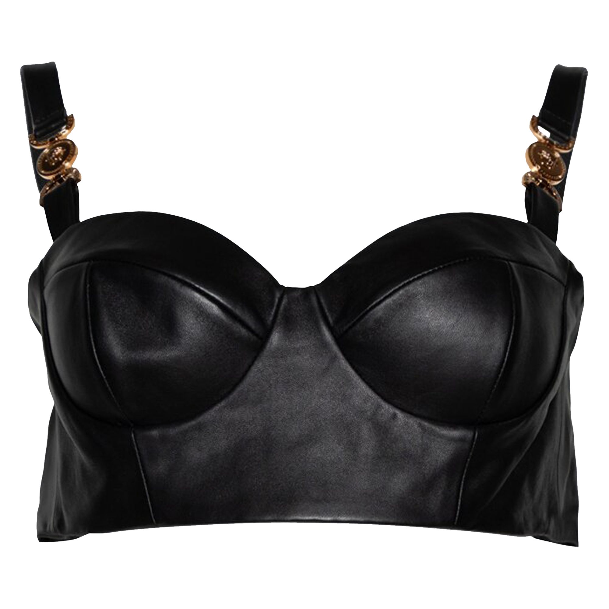 Pre-owned Versace Leather Bra 'black' | Women's Size 38