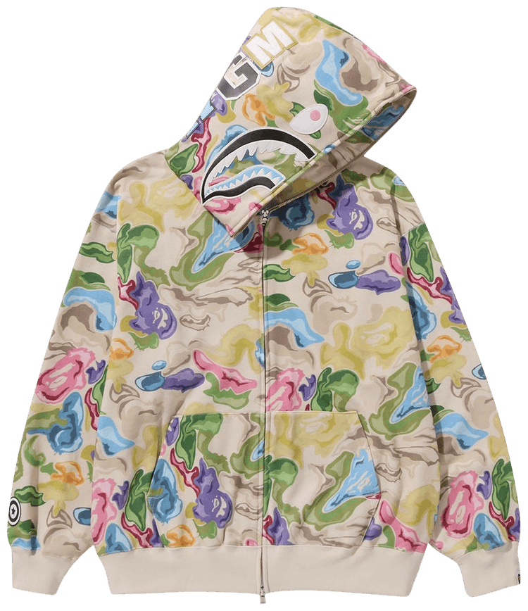 Multicolor bape store shark hoodie