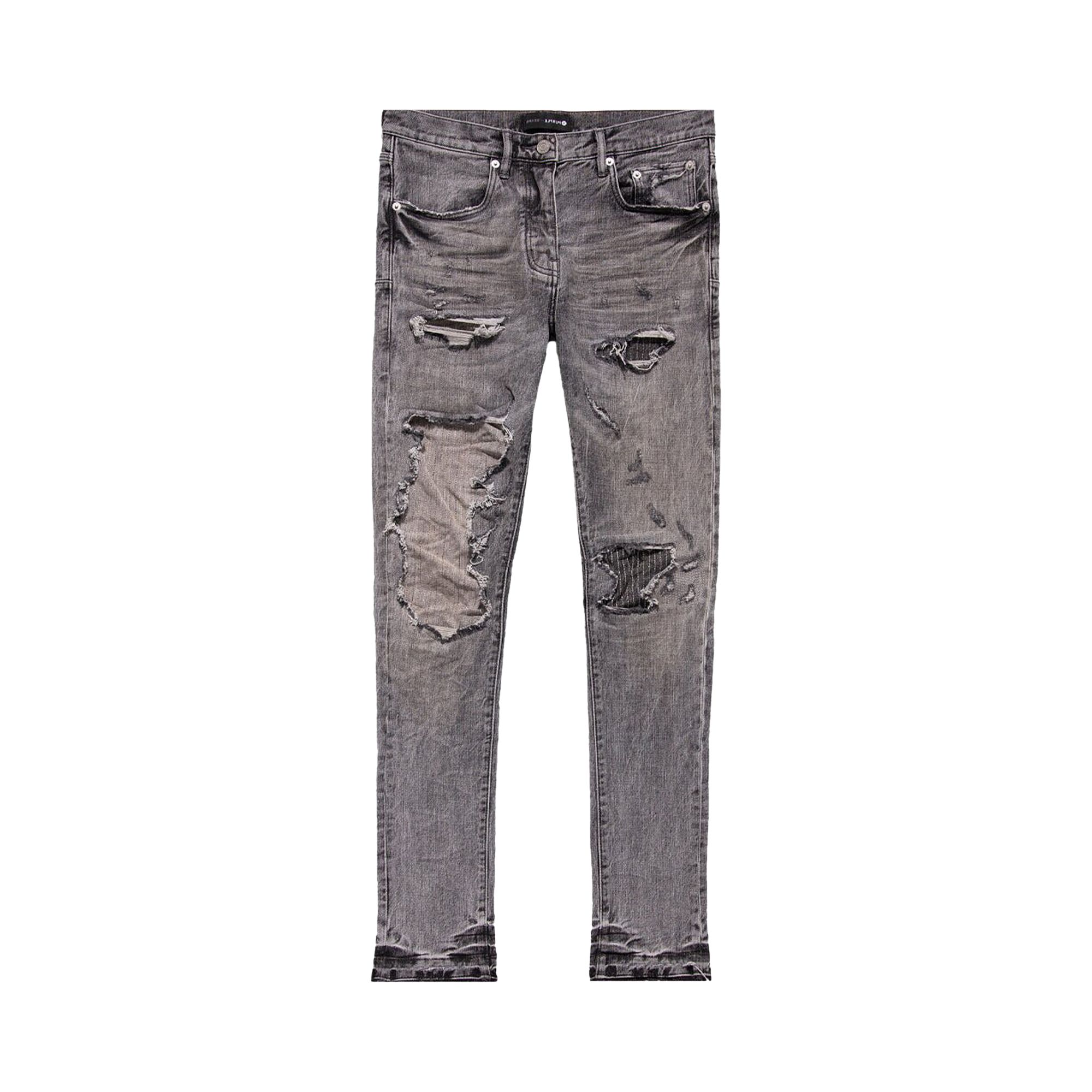 Pre-owned Purple Brand Stitch Patch Repair Jeans 'grey' | Men's Size 34