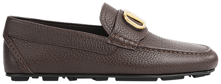 Valentino Driving Plaque Slip On Loafer Brown