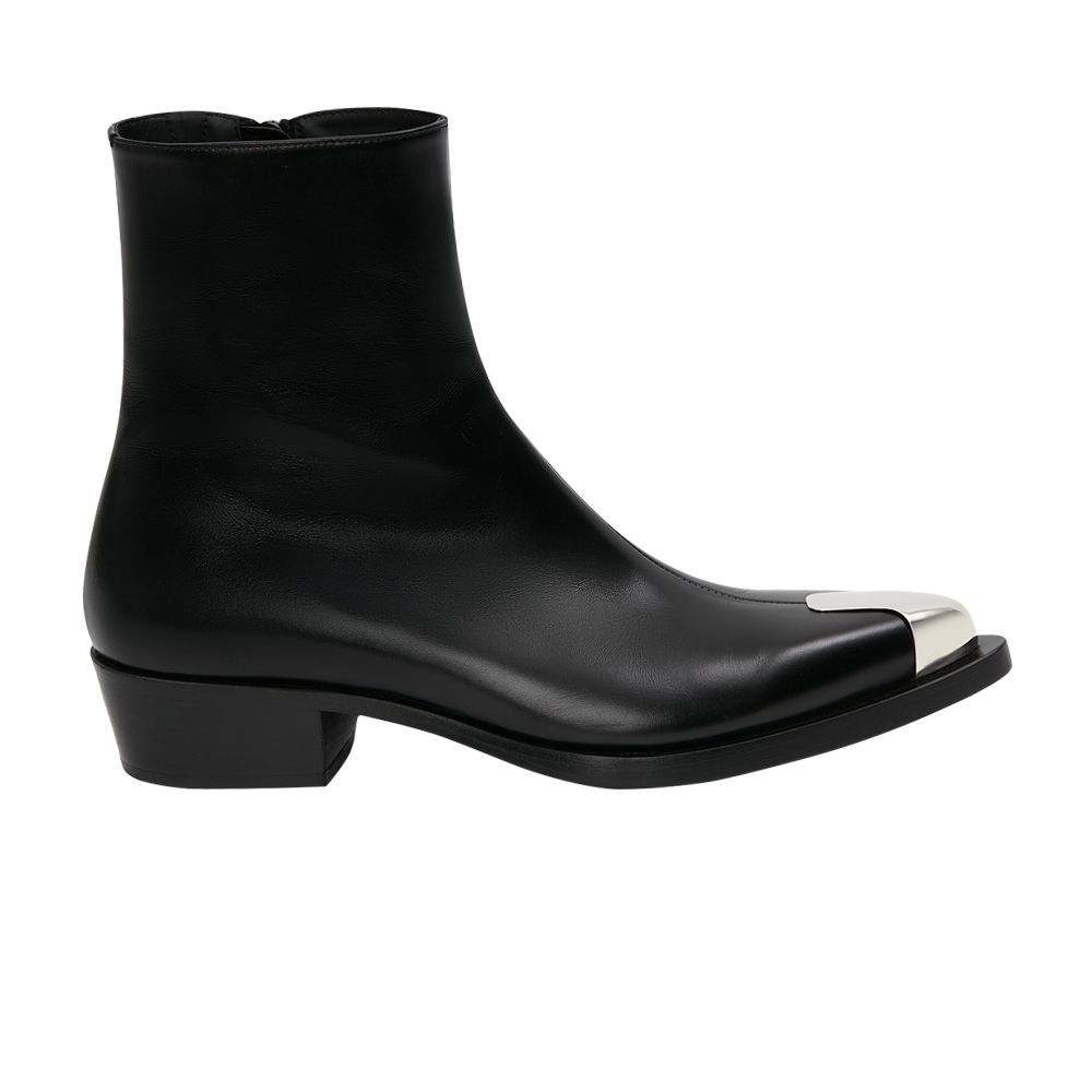 Pre-owned Alexander Mcqueen Punk Boot 'black Silver' | Men's Size 40.5