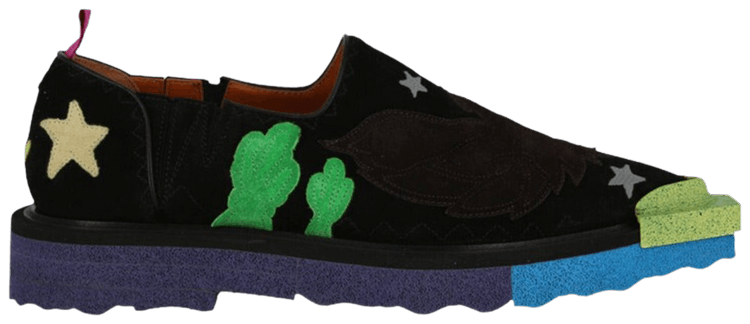 Off White Sponge Platform Loafer Texan Black Green