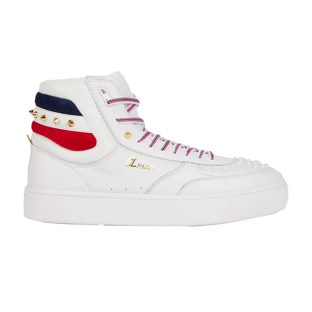Pre-owned Christian Louboutin Top Rui Spikes 'version White' | Men's Size 44