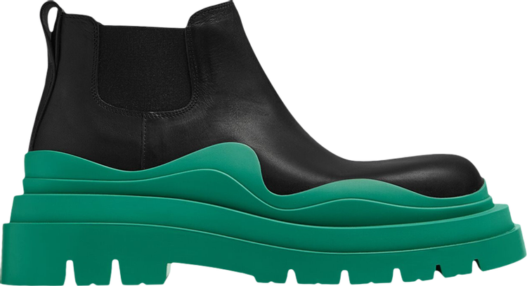 Bottega Veneta Wmns Tire Cropped Boot 'Black Acid Turquoise'