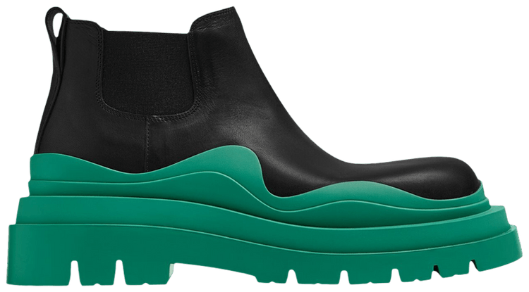 Bottega Veneta Wmns Tire Cropped Boot Black Acid Turquoise