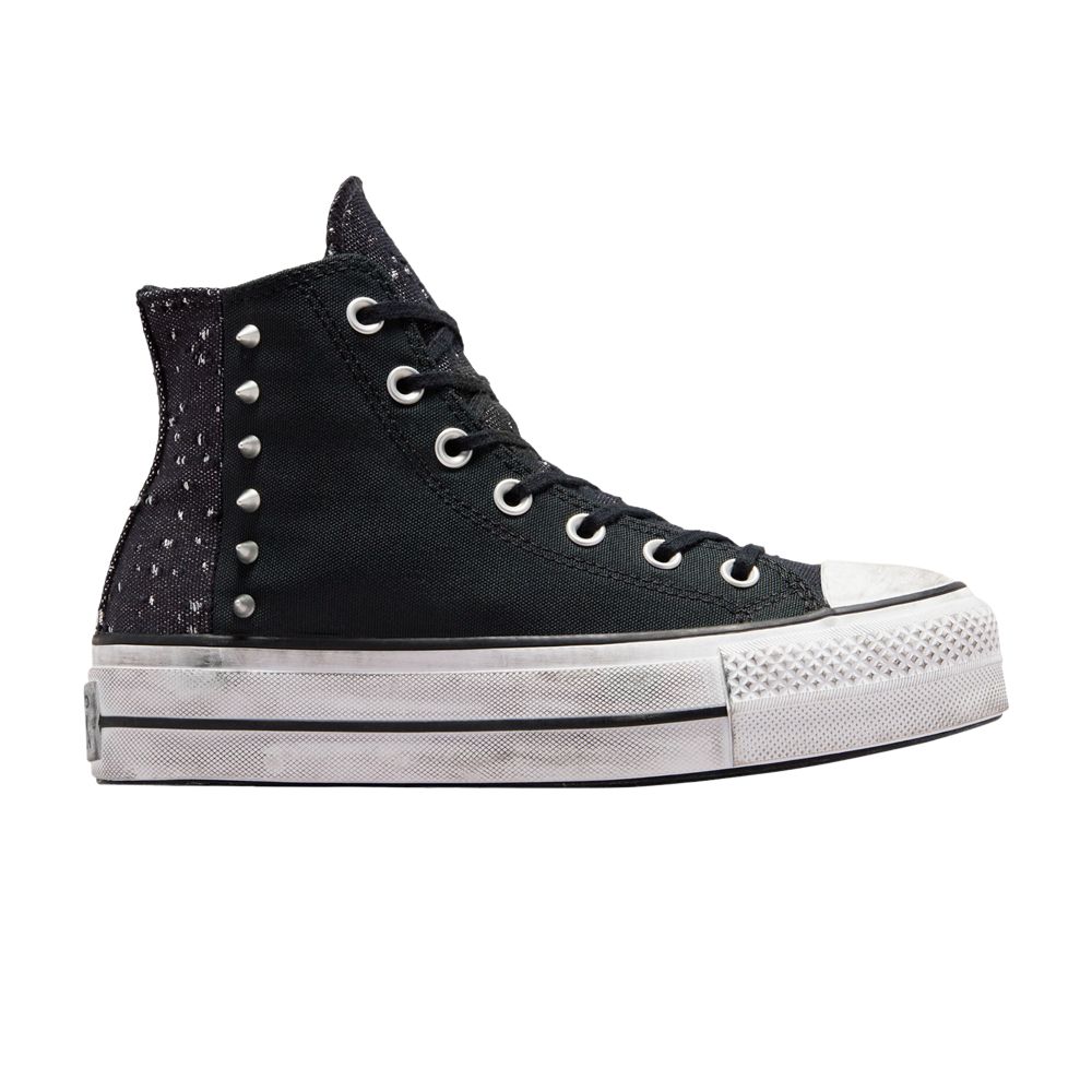 Pre-owned Converse Wmns Chuck Taylor All Star Lift Platform High 'studded' In Black